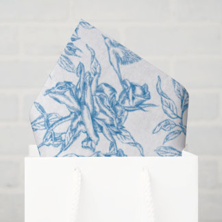 Chinoiserie Vintage Blaue Rose Blumenmuster Vogel Seidenpapier