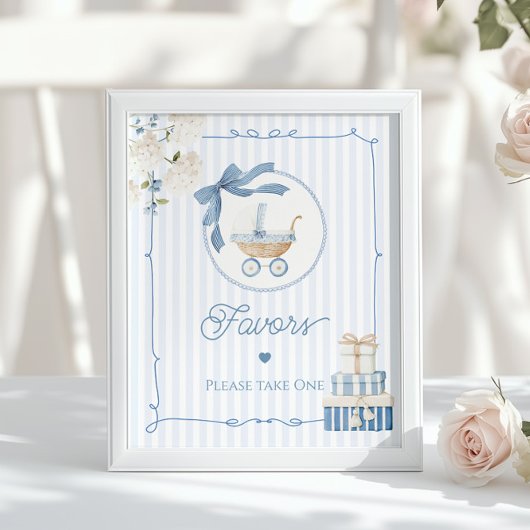 Chinoiserie Vintage Carriage Favors Baby Shower Poster