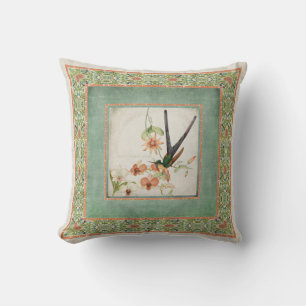 Chinoiserie Vintage Hummingvögel in Blume Coral Kissen