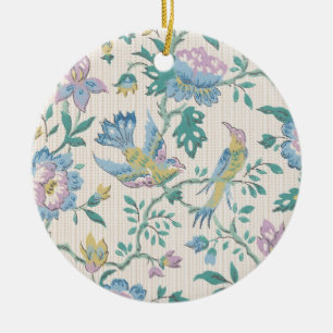 Chinoiserie Vintage Vogel Florales Pastellmuster Keramik Ornament