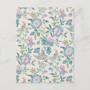 Chinoiserie Vintage Vogel Florales Pastellmuster Postkarte