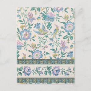 Chinoiserie Vintage Vogel Florales Pastellmuster Postkarte