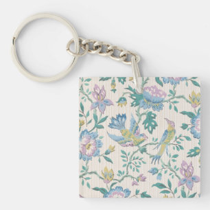 Chinoiserie Vintage Vogel Florales Pastellmuster Schlüsselanhänger