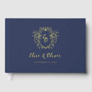 Chinoiserie Vintages Monogramm Wappen Hochzeit Gästebuch