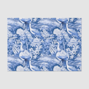 Chinoiserie-Vögel Blau-Weiß-Malerei Decoupage Seidenpapier