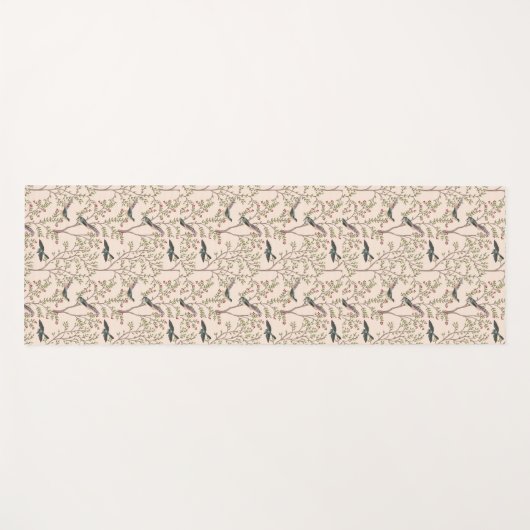 Chinoiserie Vögel und Blattrot Rosa Yogamatte (Vorderseite (Horizontal))