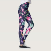 Chinoiserie Vögel und Blume Mitternachtsblauer Leg Leggings (Rechts)
