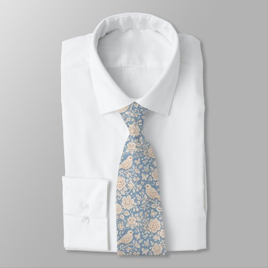 Chinoiserie-Vogel- und Blumen-nahtloses Muster Krawatte (Gebunden)