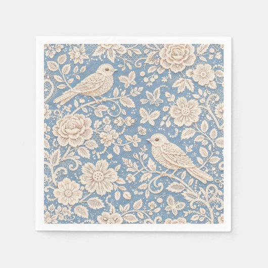 Chinoiserie-Vogel- und Blumenmuster nahtlos Serviette (Vorderseite)