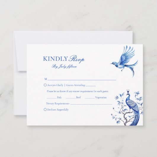 Chinoiserie Wählen Sie eine Speisekarte RSVP (Vorderseite)