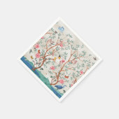 Chinoiserie-Wandbild mit Reihern und Blumen Serviette (Ecke)