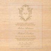 Chinoiserie Wappen Monogram Wedding Acryleinladungen (Vorderseite)