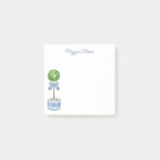 Chinoiserie Wassercolary Bow Topiary Post-it Klebezettel (Vorderseite)