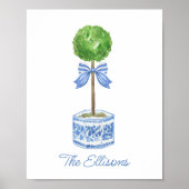 Chinoiserie Wassercolary Bow Topiary Poster (Vorne)