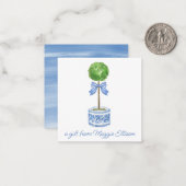 Chinoiserie Wasserfarben Bow Topiary Geschenkanwei Mitteilungskarte (Vorderseite/Rückseite Beispiel)