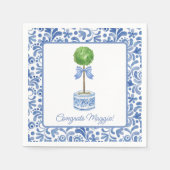 Chinoiserie Wasserfarben Bow Topiary Partys Napkin Serviette (Vorderseite)