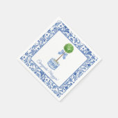 Chinoiserie Wasserfarben Bow Topiary Partys Napkin Serviette (Ecke)