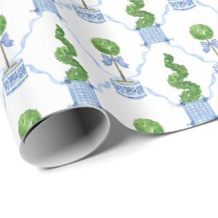 Chinoiserie-Wasserfarben-Topiariengestaltung Geschenkpapier