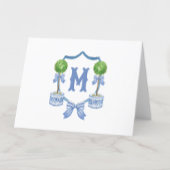 Chinoiserie Wasserfarben Wappen Topiary Monogram Dankeskarte