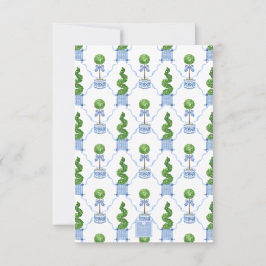 Chinoiserie Wasserfarben Wappen Topiary Monogram Dankeskarte (Rückseite)