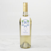 Chinoiserie Wasserfarben Wappen Topiary Monogram Flaschenanhänger (Auf Flasche)