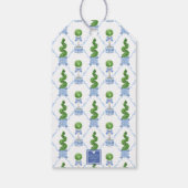 Chinoiserie Wasserfarben Wappen Topiary Monogram Geschenkanhänger (Rückseite)