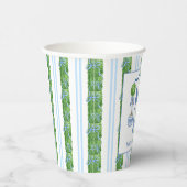 Chinoiserie Wasserfarben Wappen Topiary Monogram Pappbecher (Rechts)