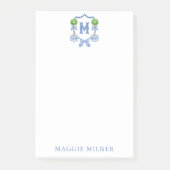 Chinoiserie Wasserfarben Wappen Topiary Monogram Post-it Klebezettel (Vorderseite)
