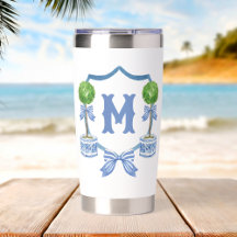 Chinoiserie Wasserfarben Wappen Topiary Monogram