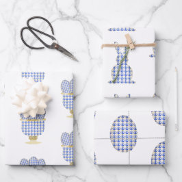 Chinoiserie Wasserfarbene Chic Eggs and Bunnies Geschenkpapier Set