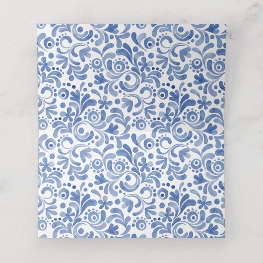 Chinoiserie Wasserfarbener Bow Topiary Platzkarte (Innenseite Aufgefaltet)