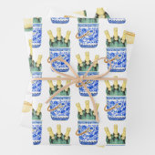 Chinoiserie Wasserfarbener Wein Packpapier Geschenkpapier Set (Beispiel)