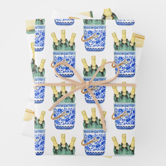 Chinoiserie Wasserfarbener Wein Packpapier Geschenkpapier Set (Beispiel)