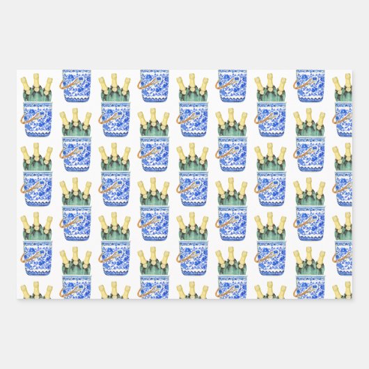 Chinoiserie Wasserfarbener Wein Packpapier Geschenkpapier Set (Vorderseite)