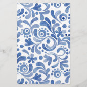 Chinoiserie Watercolor Blue Heron Bird Magazine Briefpapier (Rückseite)