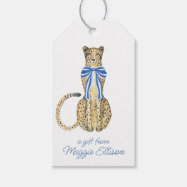 Chinoiserie Watercolor Bow Cheetah Geschenk Tags Geschenkanhänger