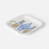 Chinoiserie Watercolor Bow Cheetah Ginger Jar Pappteller (Gewinkelt)