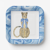 Chinoiserie Watercolor Bow Cheetah Party Teller (Vorderseite)