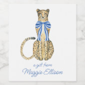 Chinoiserie Watercolor Bow Cheetah Weinetikett (Einzelnes Label)