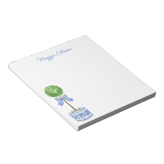 Chinoiserie Watercolor Bow Topiary Notepad Notizblock (angewinkelt)