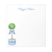 Chinoiserie Watercolor Bow Topiary Notepad Notizblock (Vorderseite)
