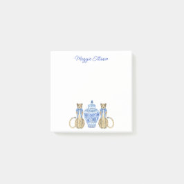 Chinoiserie Watercolor Cheetah Ginger Jar Post-it Klebezettel