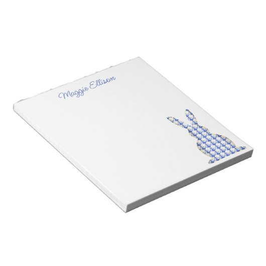 Chinoiserie Watercolor Chic Bunny Notepad Notizblock (angewinkelt)