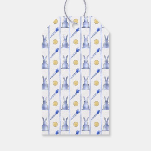 Chinoiserie Watercolor Chic Bunny Rabbit Geschenka Geschenkanhänger (Rückseite)