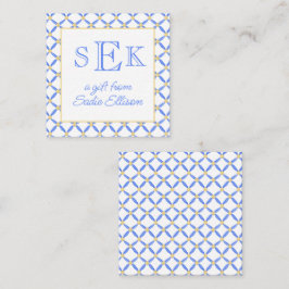 Chinoiserie Watercolor Chic Monogram-Geschenk Mitteilungskarte