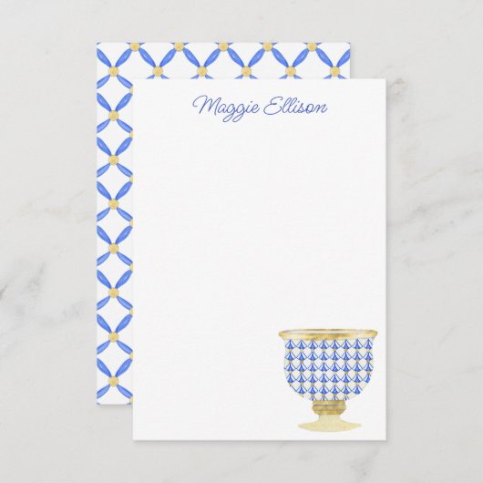 Chinoiserie Watercolor Chic Vase Danke Karte (Vorne/Hinten)