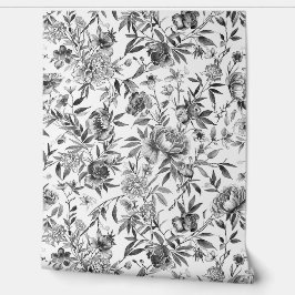 Chinoiserie Watercolor Floral Botanical Painting Tapete