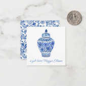 Chinoiserie Watercolor Ginger Jar Geschenkanweisun Mitteilungskarte (Vorderseite/Rückseite Beispiel)