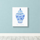 Chinoiserie Watercolor Ginger Jar Leinwanddruck (Insitu (Holzboden))