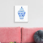 Chinoiserie Watercolor Ginger Jar Leinwanddruck (Insitu (Wohnzimmer))
